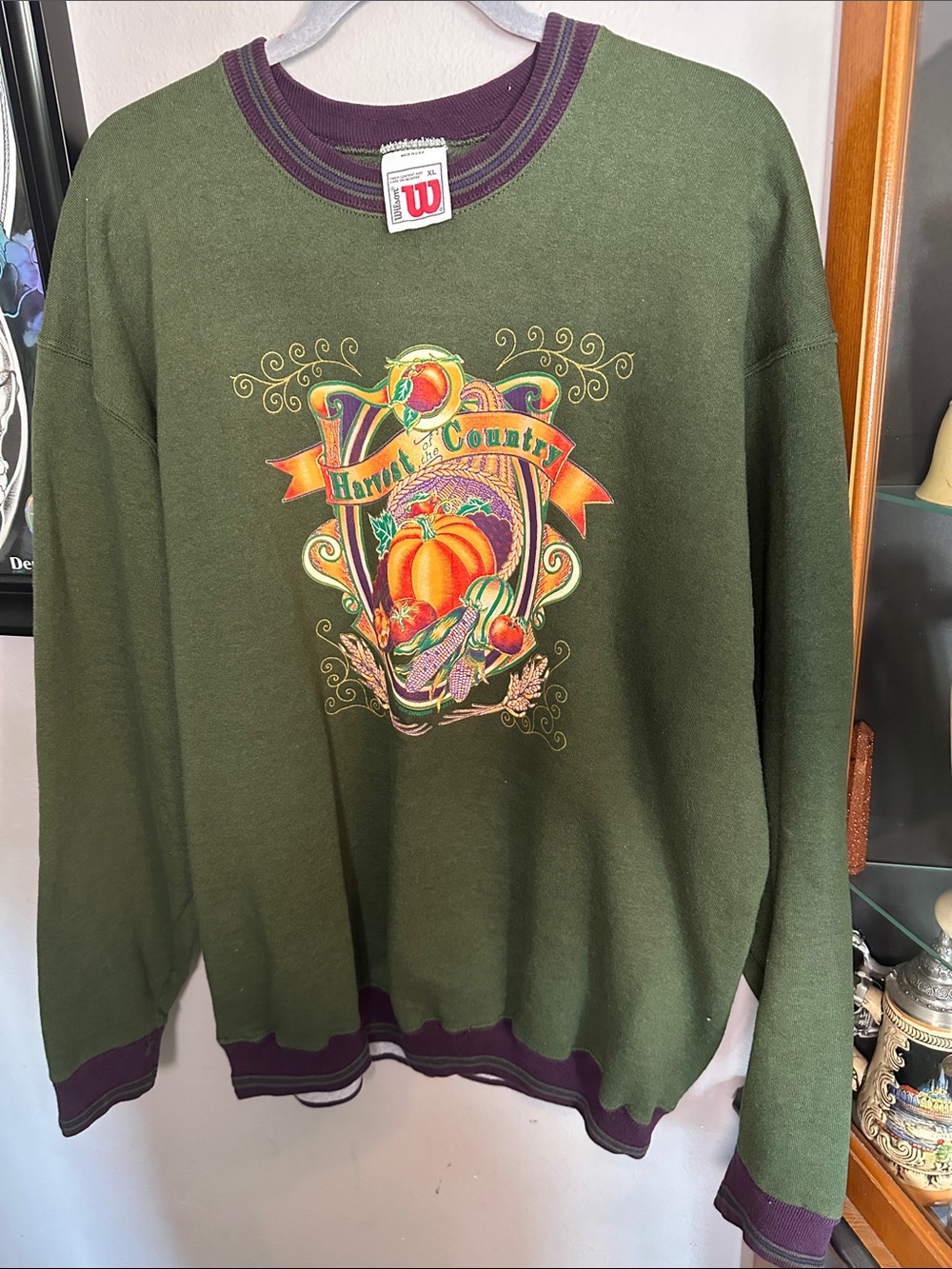 Wilson Olive Green Crewneck Sweatshirt with Harvest Graphic